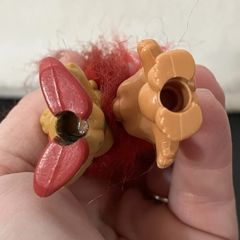 Vintage Troll Doll Pencil Toppers Red Hair RUSS Christmas Elf & Tiny Treasure